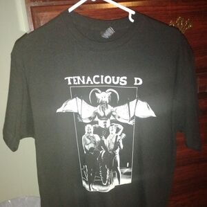Dark Gray Short Sleeve Tee with Tenacious D Graphic 2001 promo tshirt